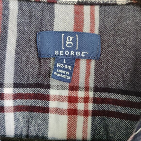 Flannel Shirt for Men by G George, softest cotten flannel, Blue, Red, Cream Sz L - Picture 5 of 6